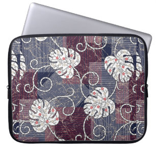traditionele strepen en bladeren laptop sleeve