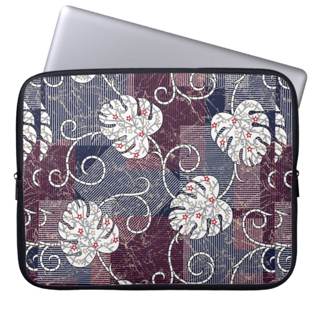 traditionele strepen en bladeren laptop sleeve (Voorkant)