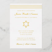 Traditionele stripe Bat Mitzvah Star van David Gol Folie Uitnodiging (Voorkant)