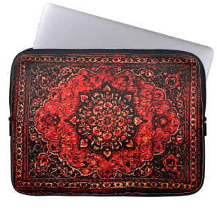 Traditionele tapijtlook in roos gekleurd veld laptop sleeve