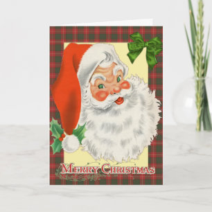 Traditionele Tartan Kerstman Kerstmis Kaart