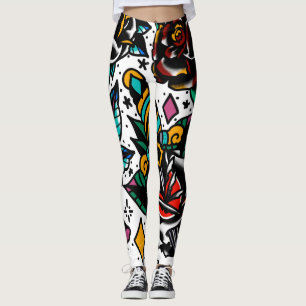 Traditionele tattoo flash-leggings leggings