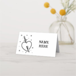 Traditionele Tattoo hart gevouwen naam Kaarten bru Plaatskaartje