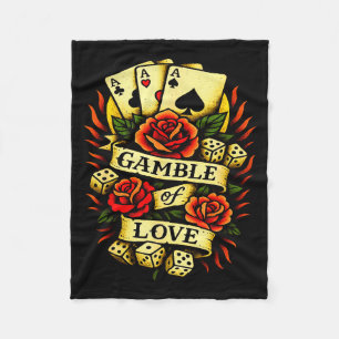 Traditionele Tattoo Retro Tattoo Rozen Dobbelstene Fleece Deken
