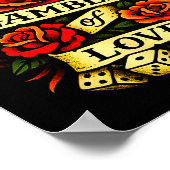 Traditionele Tattoo Retro Tattoo Rozen Dobbelstene Poster (Hoek)