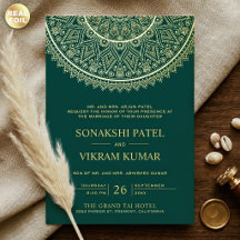 Traditionele Teal Gouden Mandala Indiase Trouw