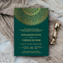 Traditionele Teal Gouden Mandala Indiase Trouw