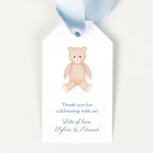 Traditionele Teddy Bear Baby shower Favor Tags