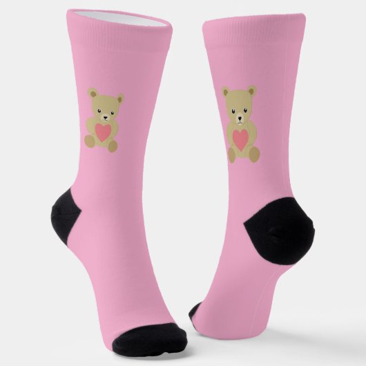 Traditionele Teddy Bear Valentijnsdag Sokken (Gebogen)
