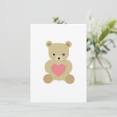 Traditionele teddybeer met hartkaart feestdagenkaart (Staand voorkant)