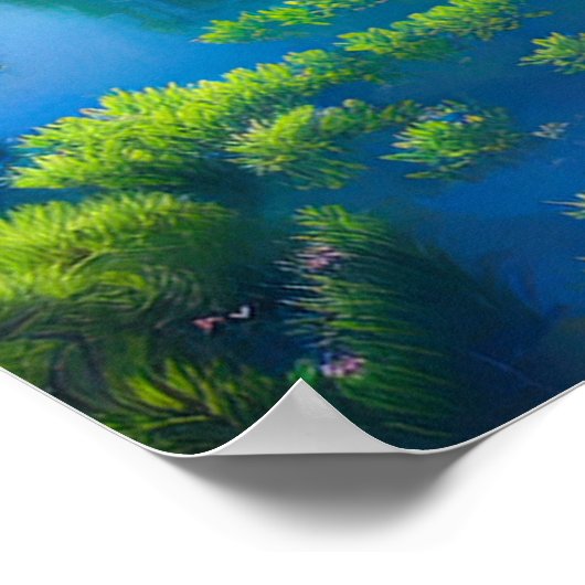 Traditionele tempel bij het meer poster (Hoek)