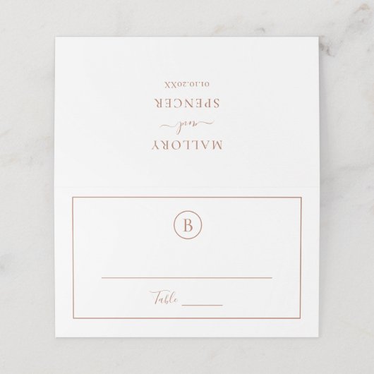 Traditionele terracotta elegante bruiloft plaatskaartje (Buitenkant ongevouwen)