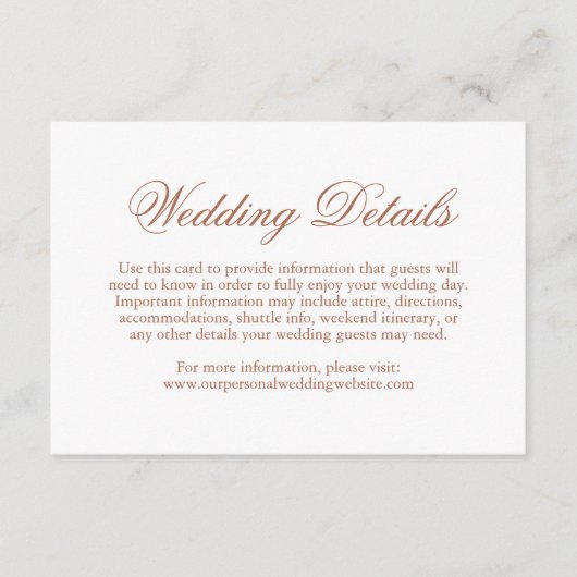 Traditionele terracotta formele elegante bruiloft informatiekaartje (Voorkant)