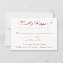 Traditionele terracotta formele elegante bruiloft RSVP kaartje