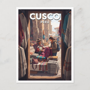 Traditionele textielstalletjes, Cusco Peru Briefkaart