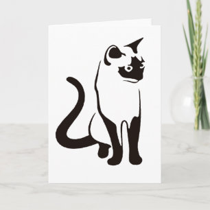 Traditionele Thaise Kat Minimalistische Zwarte Oml Kaart