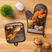 Traditionele Thanksgiving Ovenwant & Pannenlap Set (Top down)
