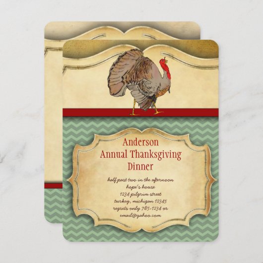 Traditionele Thanksgiving van Turkije Kaart (Voorkant / Achterkant)