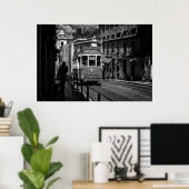 Traditionele tram zwart-wit van Lissabon Poster (Thuiskantoor)