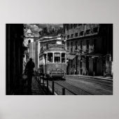 Traditionele tram zwart-wit van Lissabon Poster (Voorkant)