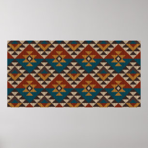Traditionele tribale aztec naadloos patroon op w poster