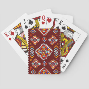 Traditionele tribale, etnische naadloze textuur. pokerkaarten