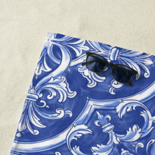 Traditionele Tribale Waterverf Portugese Azulejos Strandlaken