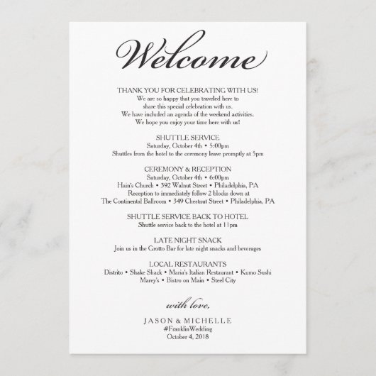 Traditionele Trouw Itinerary - Trouw Welkom Programmakaart (Voorkant)