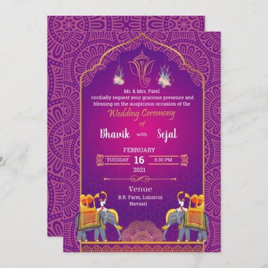 Traditionele Trouwkaart Aankondiging (Voorkant / Achterkant)