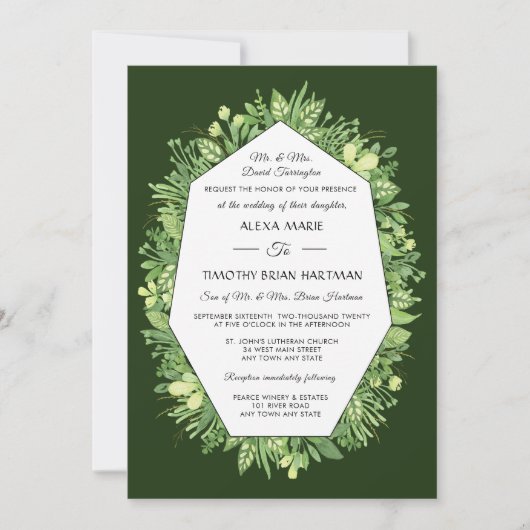 Traditionele Trouwkaart Botanische Tuin Kaart (Voorkant)