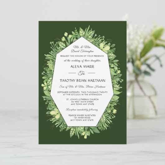 Traditionele Trouwkaart Botanische Tuin Kaart (Staand voorkant)