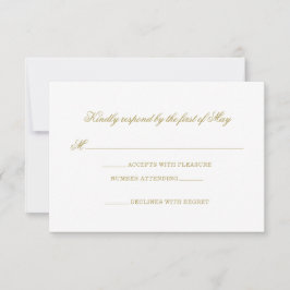 Traditionele Trouwreactiekaart met Gouden Monogram RSVP Kaartje