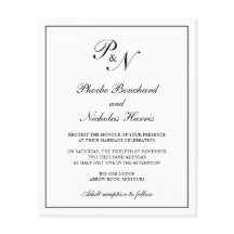 Traditionele uitnodiging tot weduwen op monogram