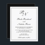 Traditionele uitnodiging tot weduwen op monogram<br><div class="desc">Traditionele uitnodiging voor een traditioneel stijlbudget voor bruiloft in klassiek zwart-wit met een eenvoudig ontwerp met uw twee initiaal monogram en uw namen in een elegante kalligrafie binnen een dunne rand. Dit stijlvolle ontwerp is perfect voor een formele bruiloft. Deze goedkope bruiloft-invasies zijn op vellen papier gedrukt voor een budgetvriendelijke...</div>