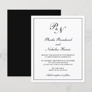 Traditionele uitnodiging tot weduwen op monogram