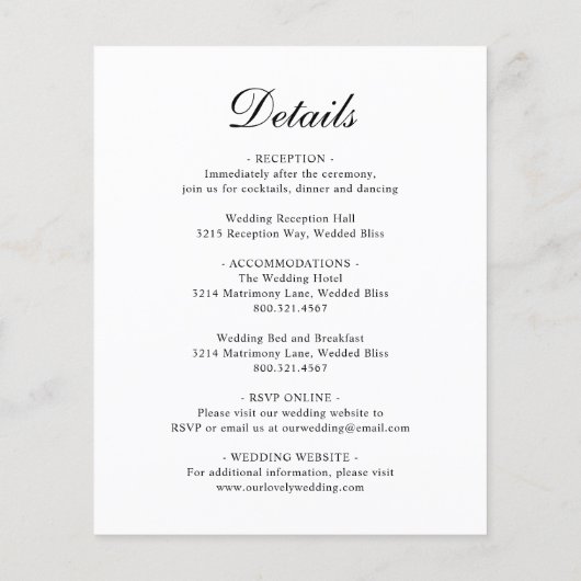 Traditionele uitnodiging tot weduwen op monogram flyer (Achterkant)