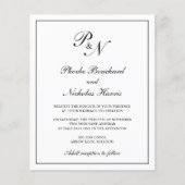 Traditionele uitnodiging tot weduwen op monogram flyer (Voorkant)