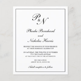 Traditionele uitnodiging tot weduwen op monogram flyer