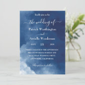 traditionele uitnodiging voor een blauwe waterverf (Staand voorkant)