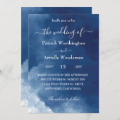 traditionele uitnodiging voor een blauwe waterverf (Voorkant / Achterkant)