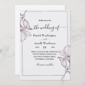 traditionele uitnodiging voor florale bruiloft (Voorkant / Achterkant)