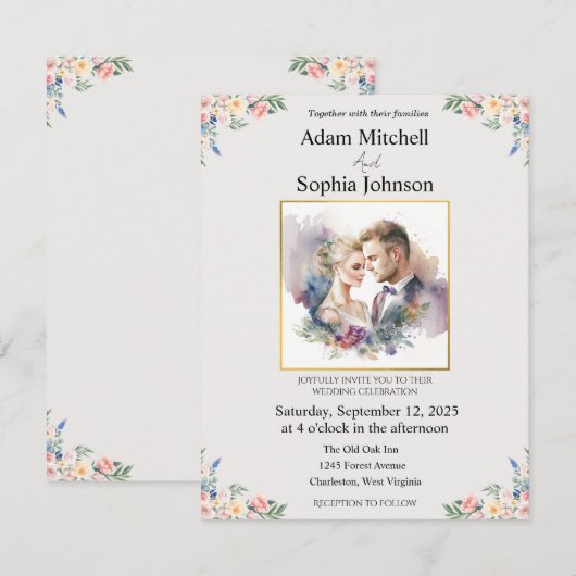 Traditionele uitnodiging voor fotoweddenschappen (Voorkant / Achterkant)