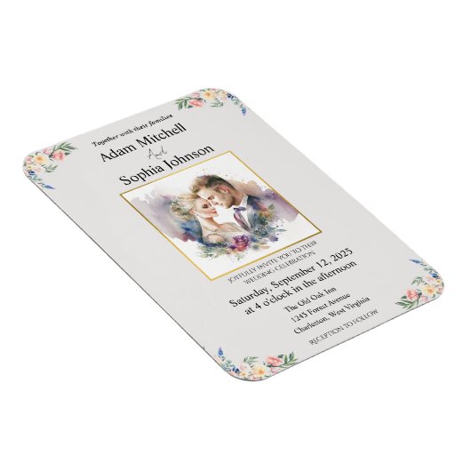 Traditionele uitnodiging voor fotoweddenschappen magneet (Rechterzijde)