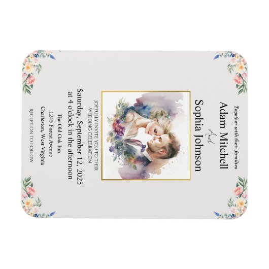 Traditionele uitnodiging voor fotoweddenschappen magneet (Horizontaal)