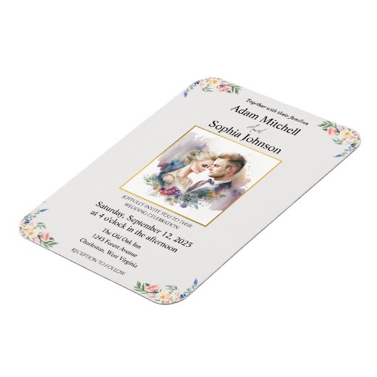 Traditionele uitnodiging voor fotoweddenschappen magneet (Linkerzijde)