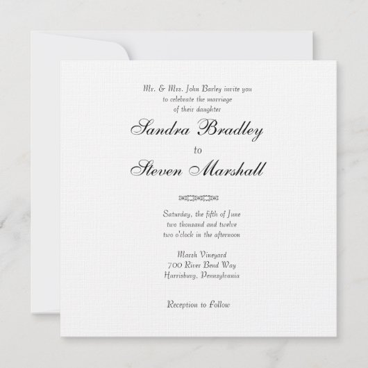 Traditionele uitnodiging voor witte bruiloft (Voorkant)