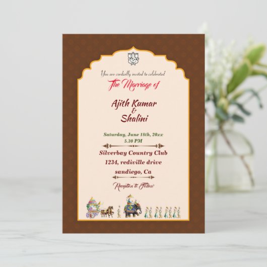 Traditionele uitnodigingskaart (Staand voorkant)