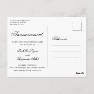 Traditionele uitstel van zwart-witte trouwdatum briefkaart