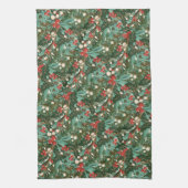 Traditionele unieke botanische feestdagen Kerstmis Theedoek (Verticaal)