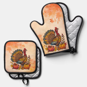 Traditionele vakantie Thanksgiving Ovenwant & Pannenlap Set